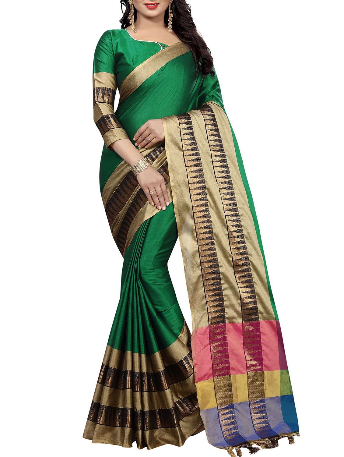 self design kanjivaram saree with blouse