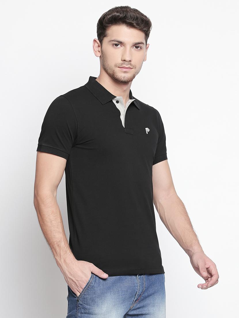 solid black polo t-shirt - 15863796 - Standard Image - 1