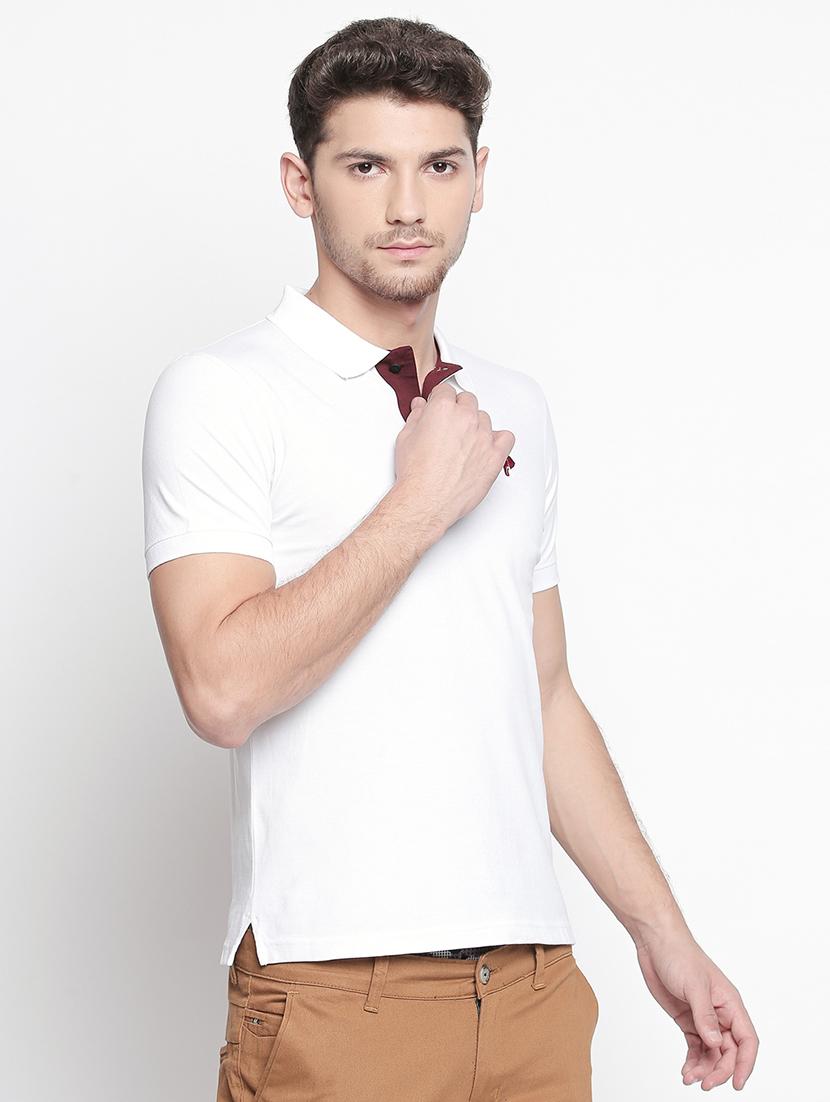 white solid polo t-shirt - 15863806 - Standard Image - 1
