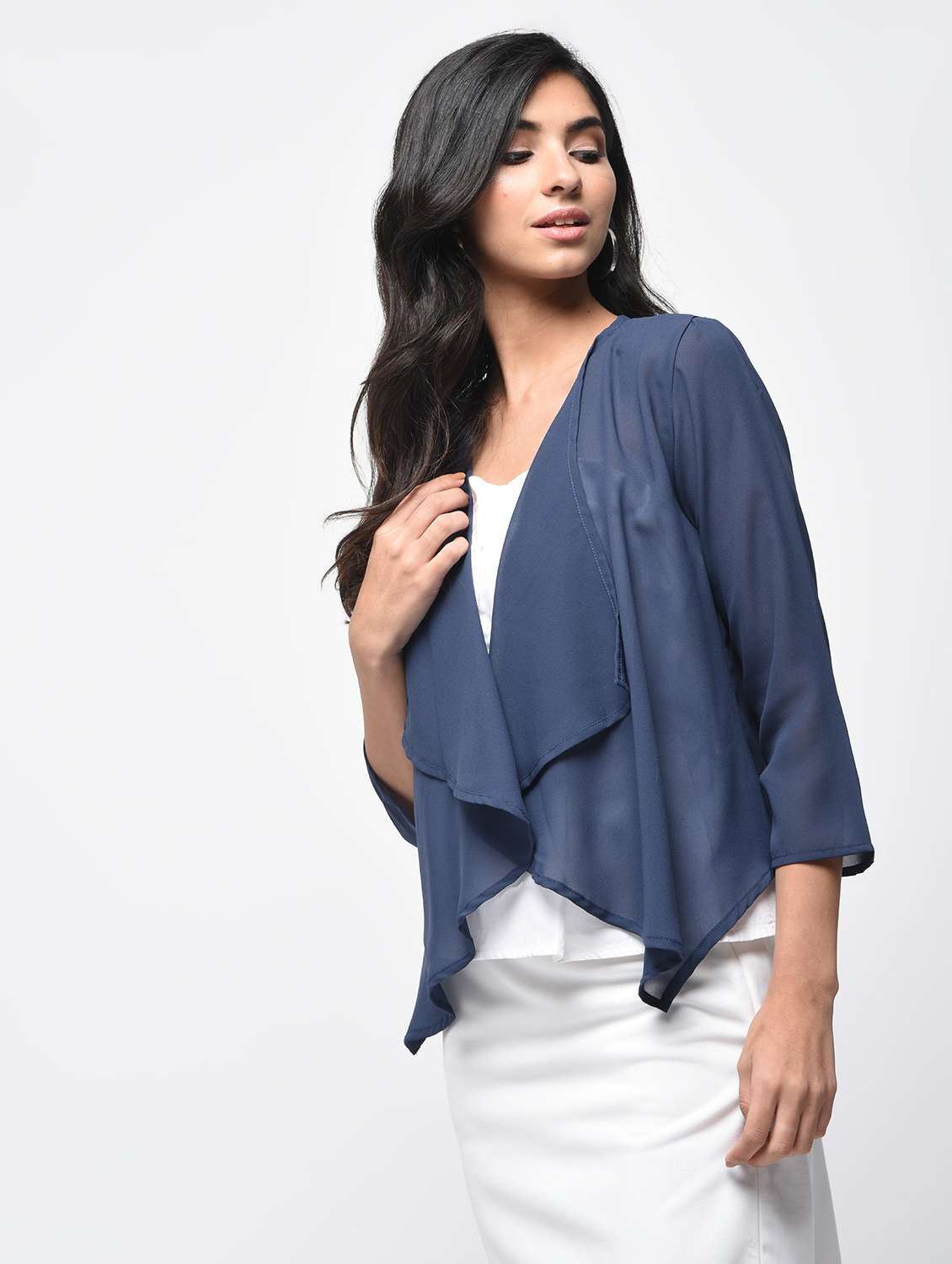 spruce blue asymmetric shrug