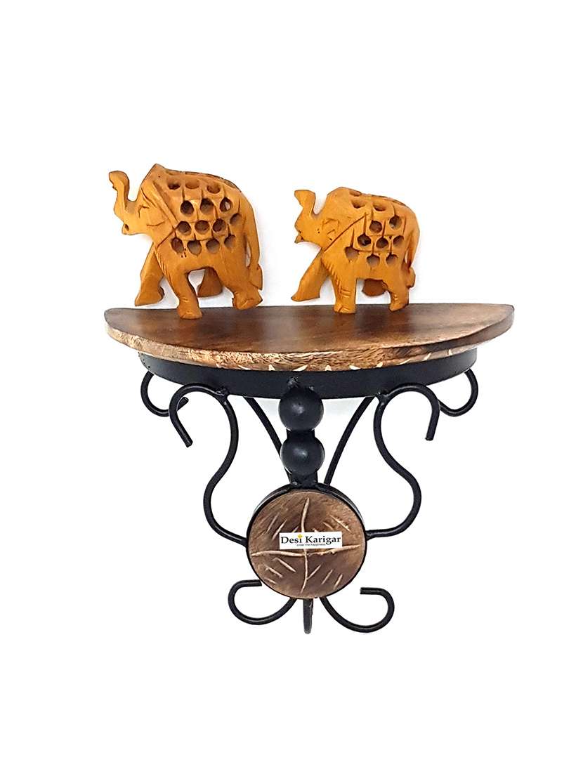 wood & wrought iron small wall bracket/wall shelves