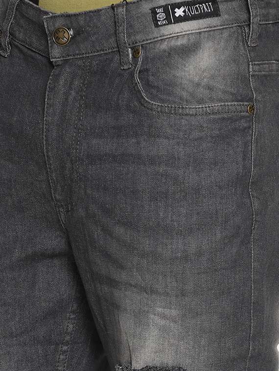 grey cotton blend distressed jeans - 15864846 - Standard Image - 4