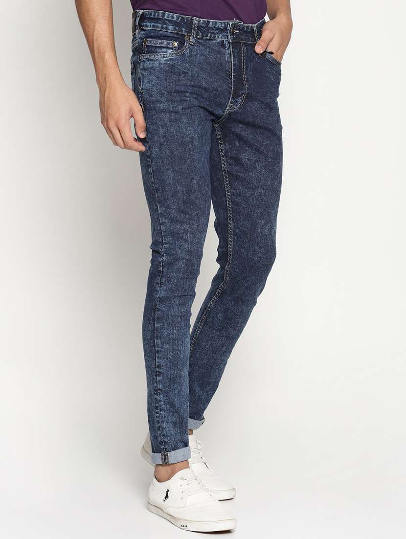 blue cotton blend washed jeans - 15864859 - Standard Image - 1