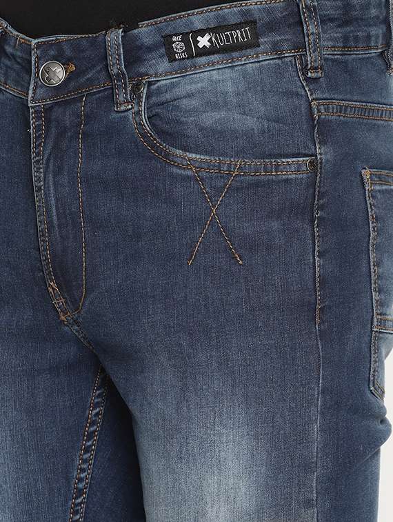 blue cotton blend washed jeans - 15864861 -  Standard Image - 4