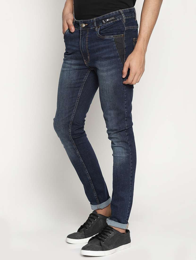 blue cotton blend washed jeans - 15864862 - Standard Image - 1