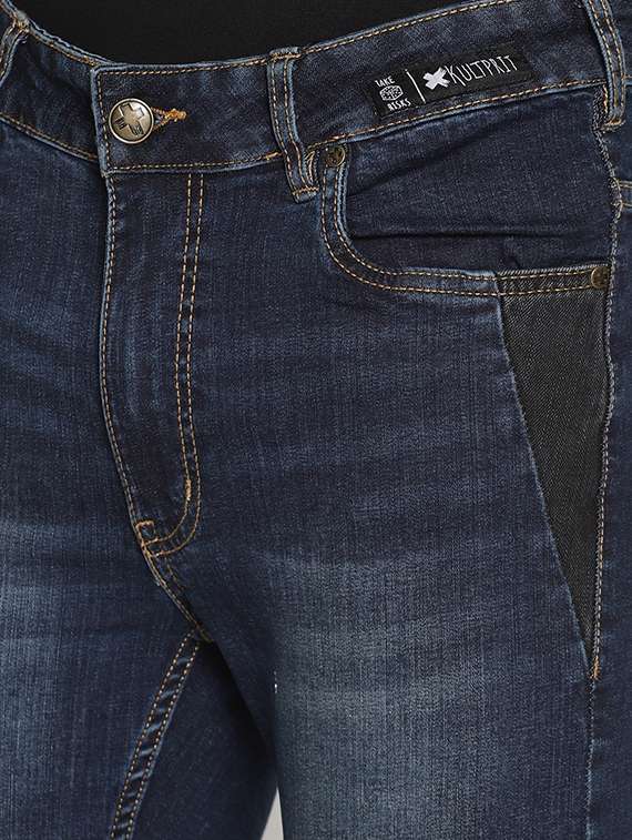 blue cotton blend washed jeans - 15864862 - Standard Image - 4