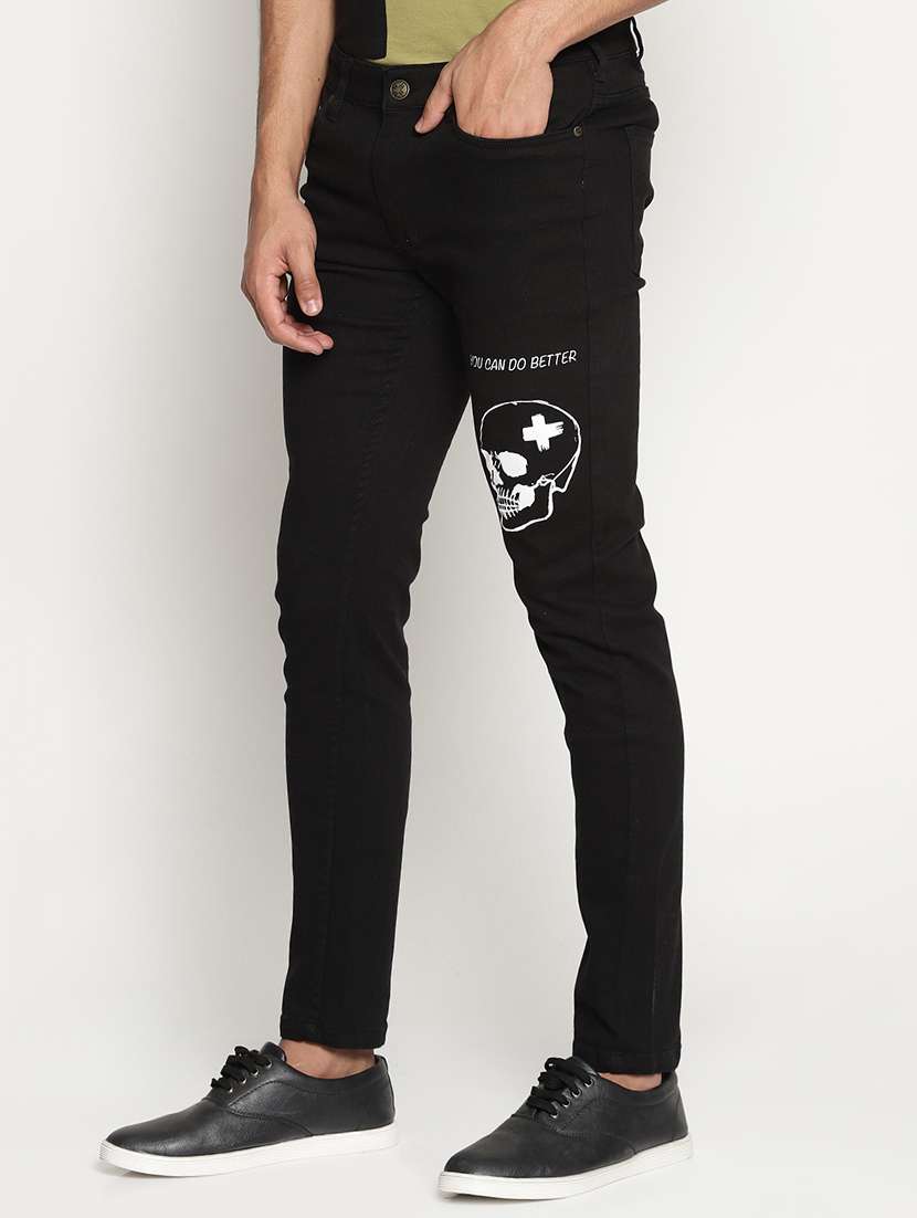 black cotton blend plain jeans - 15864863 -  Standard Image - 1