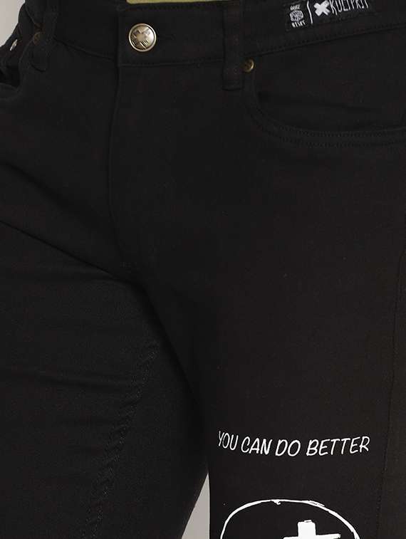 black cotton blend plain jeans - 15864863 -  Standard Image - 4