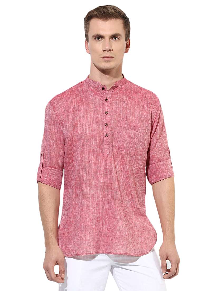 red cotton short kurta