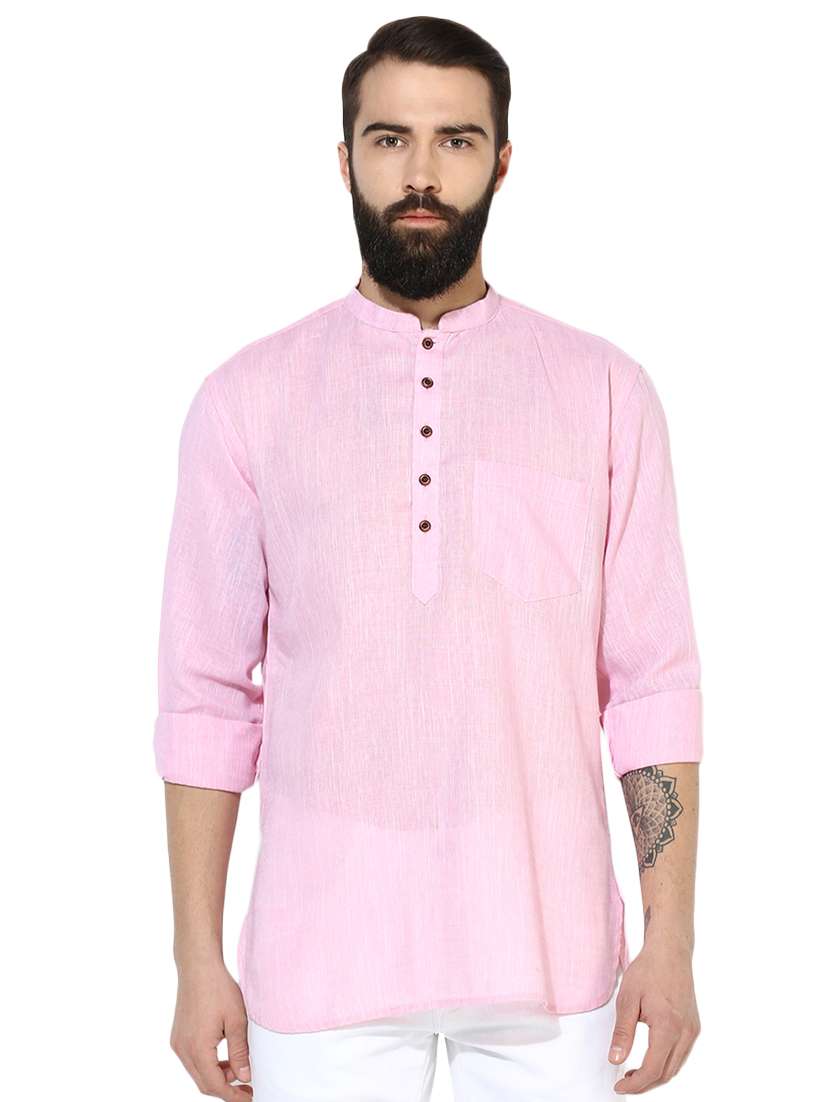 pink cotton short kurta