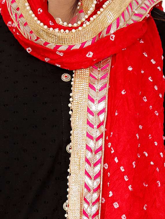 Buy online Gota Patti Bandhani Dupatta from dupattas and scarves for