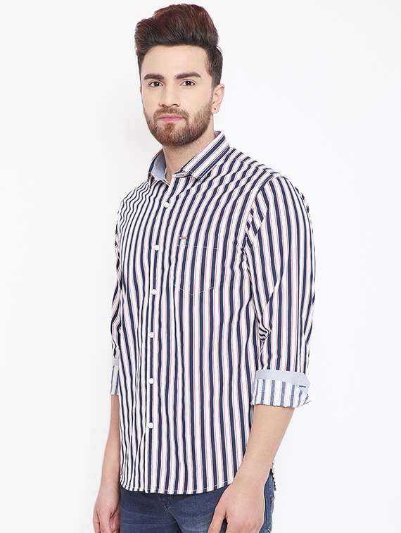 navy blue striped casual shirt - 15870335 -  Standard Image - 1
