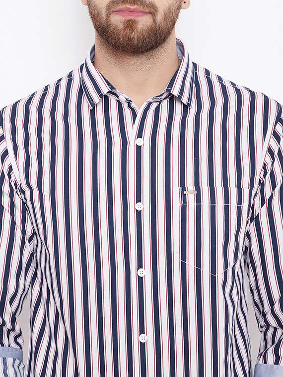 navy blue striped casual shirt - 15870335 -  Standard Image - 4