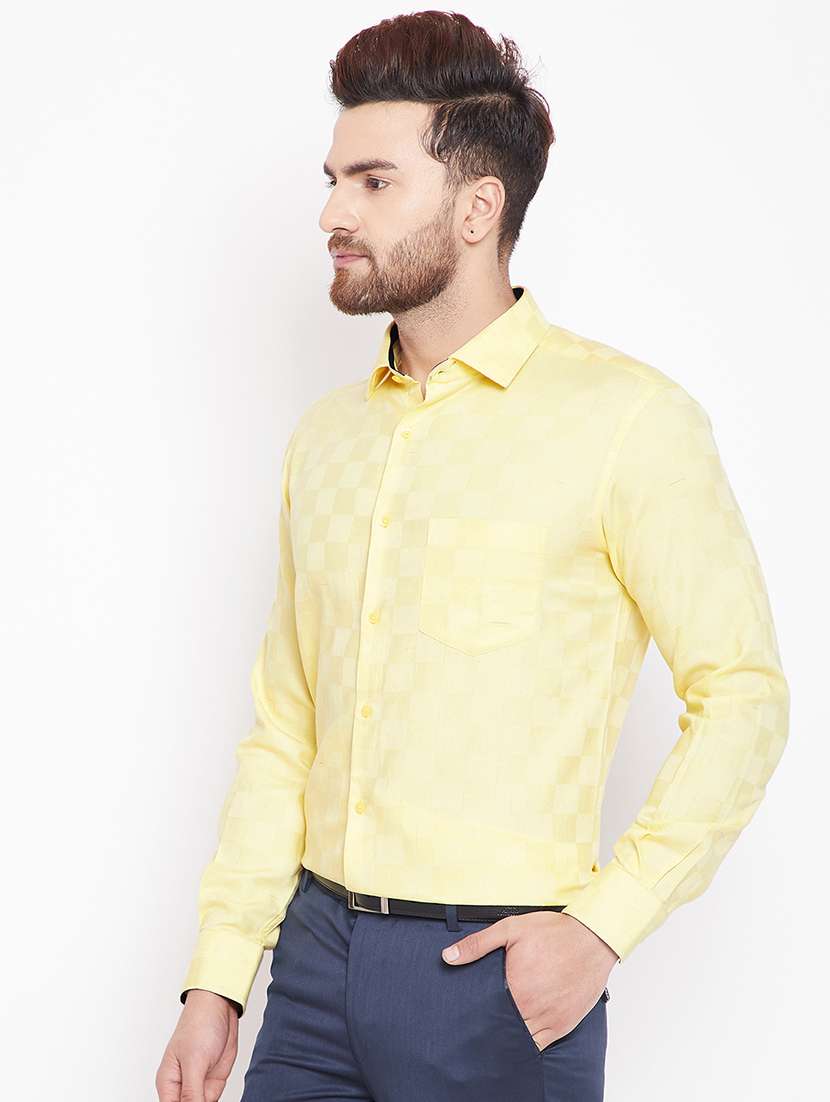 yellow checkered formal shirt - 15870340 -  Standard Image - 1