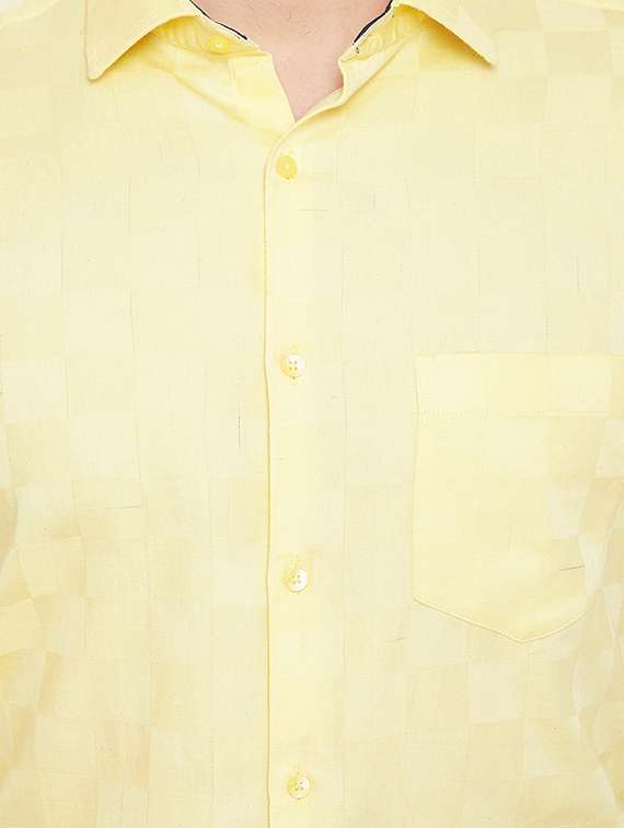 yellow checkered formal shirt - 15870340 -  Standard Image - 4
