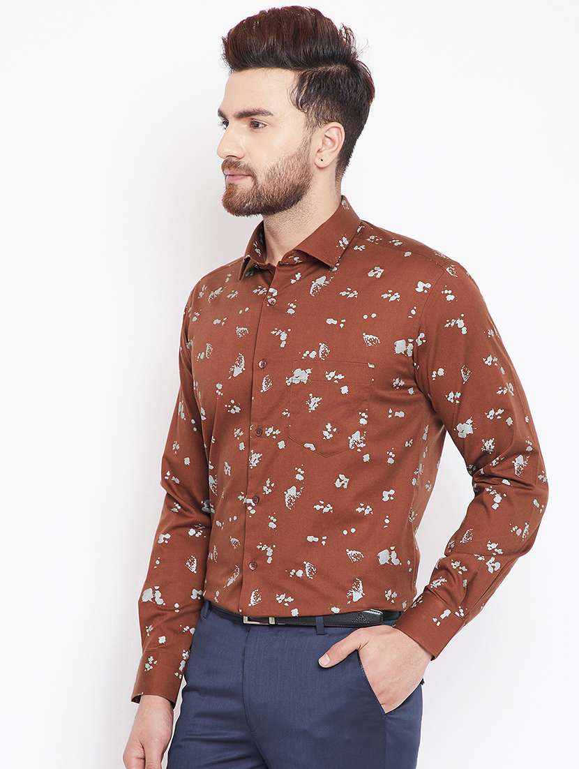 brown printed casual shirt - 15870351 -  Standard Image - 1
