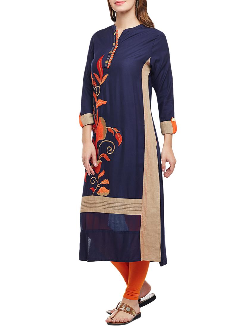 embroidered straight kurta - 15870481 -  Standard Image - 1