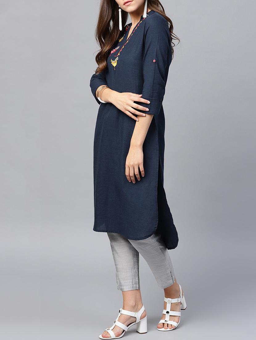 high low embroidered kurta - 15870483 - Standard Image - 1