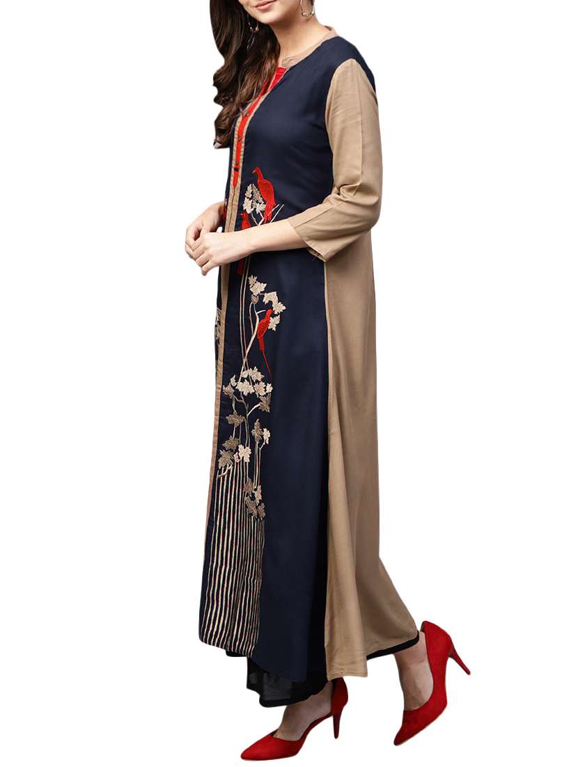 layered embroidered kurta - 15870485 - Standard Image - 1
