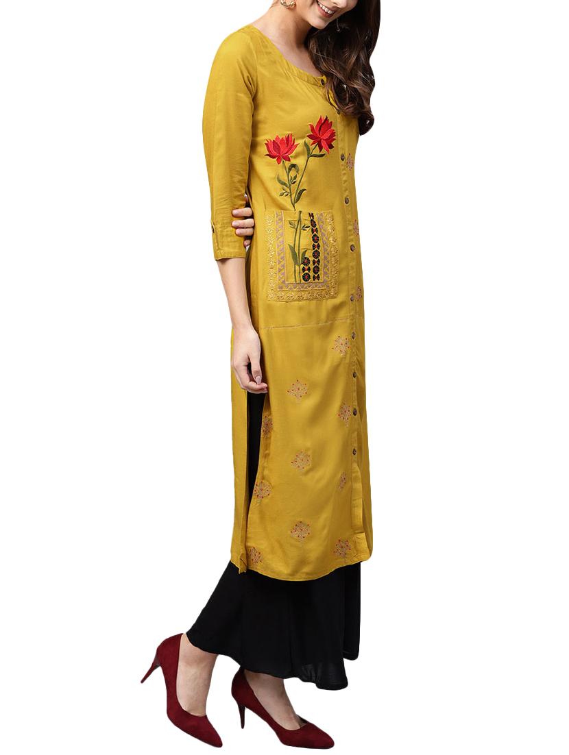 embroidered straight kurta - 15870503 - Standard Image - 1