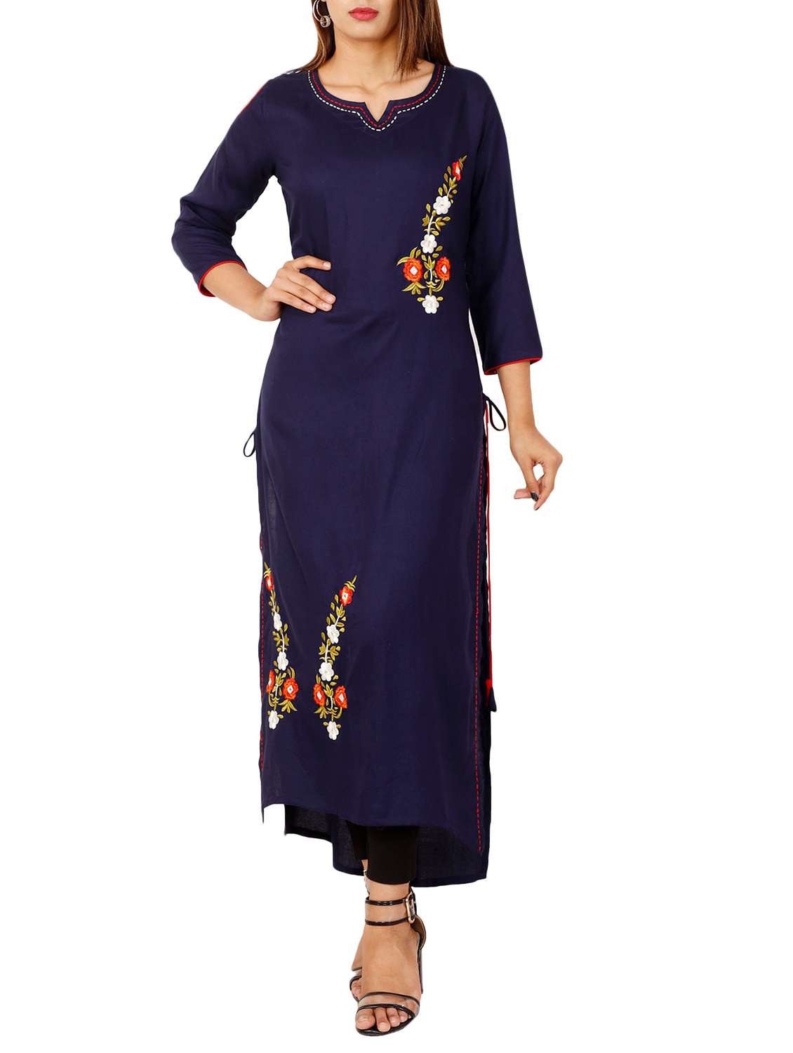 embroidered straight kurta