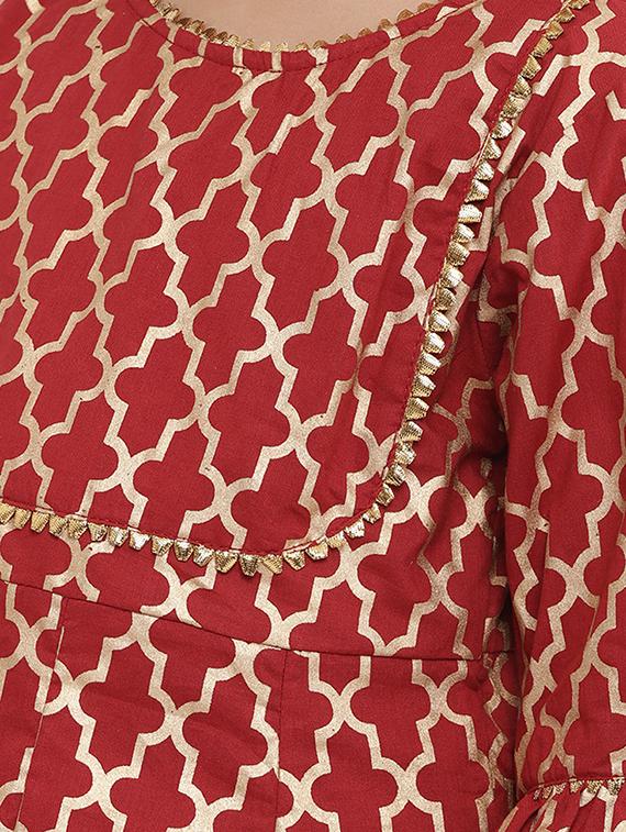 red cotton suit set - 15873084 - Standard Image - 4