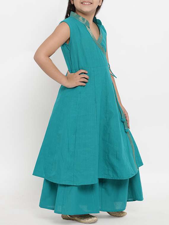 green kurta palazzo set - 15873094 -  Standard Image - 1