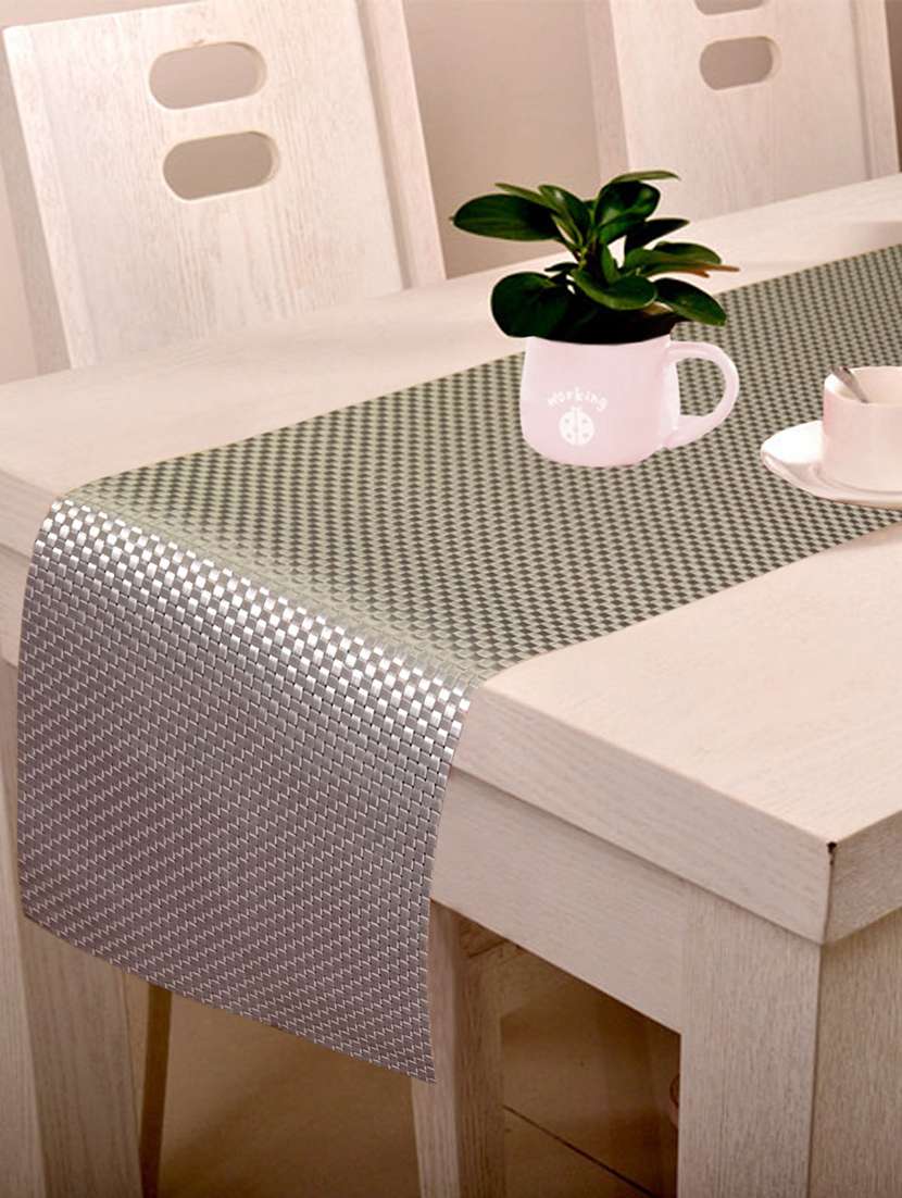 lushomes silver waterproof and heat resistant pvc runner  ( 30 x 180 cms, single pc)