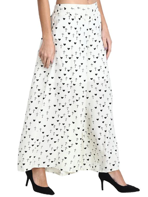 heart print flared palazzo - 15874763 -  Standard Image - 1