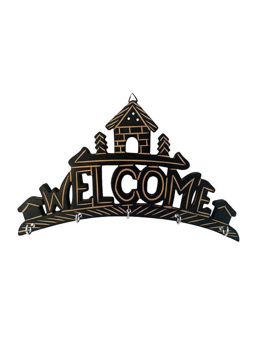 desi karigar beautiful wooden wall hanging key holder with key hooks in home shape. a perfect key holder/manager - 15875245 -  Standard Image - 1