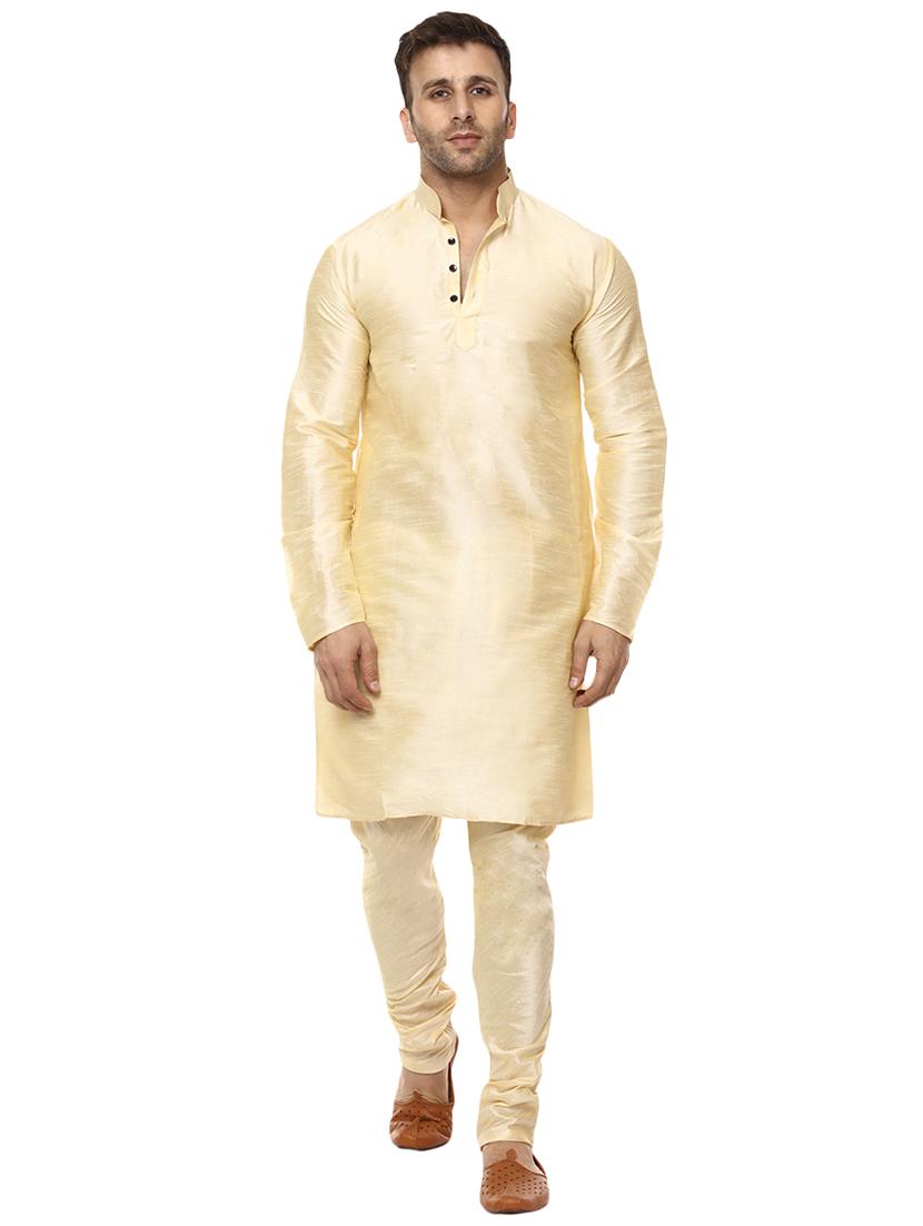 beige pure silk kurta pyjama set