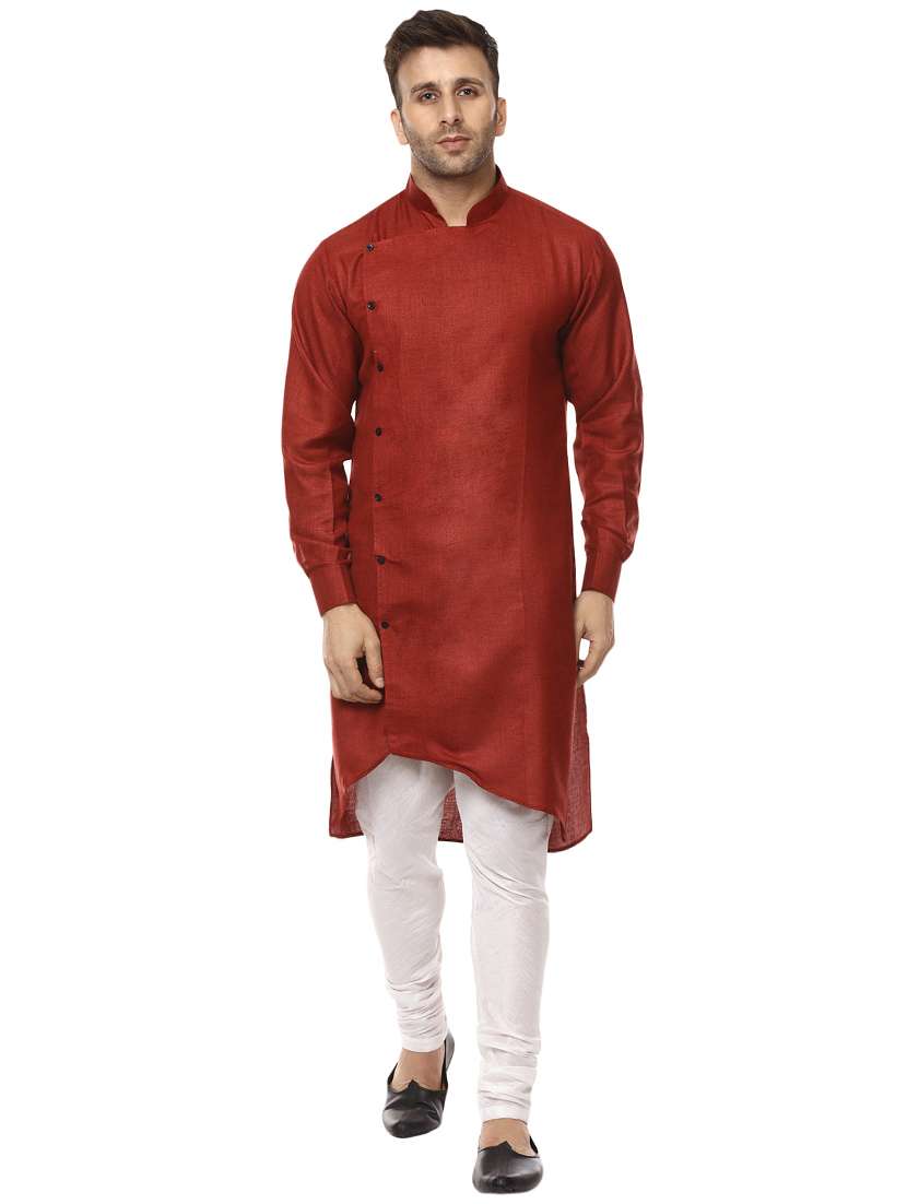 brown khadi asymmetric kurta