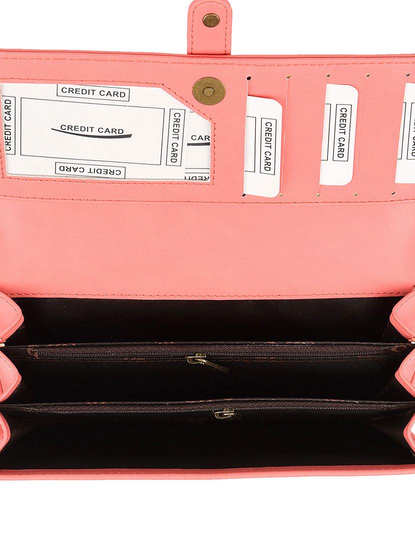 pink leatherette (pu) regular handbag & wallet combo - 15876723 - Standard Image - 6