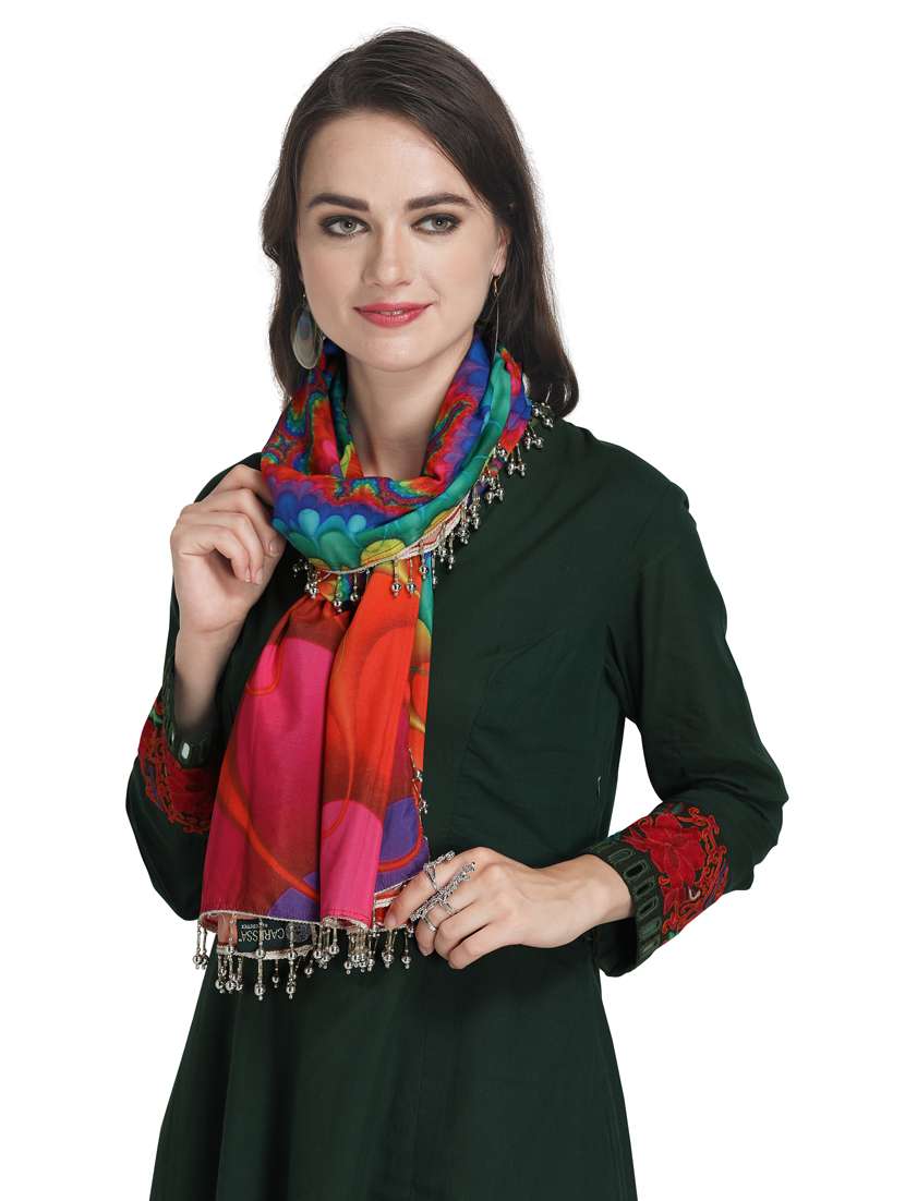 multi colored crepe scarf