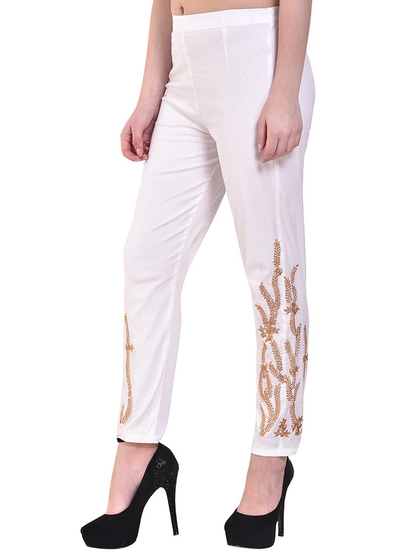 embroidered ankle length pant - 15877825 - Standard Image - 1