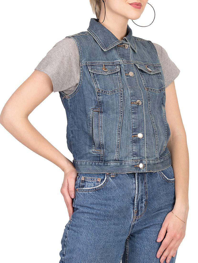 light blue front pocket detail denim jacket - 15878590 - Standard Image - 1
