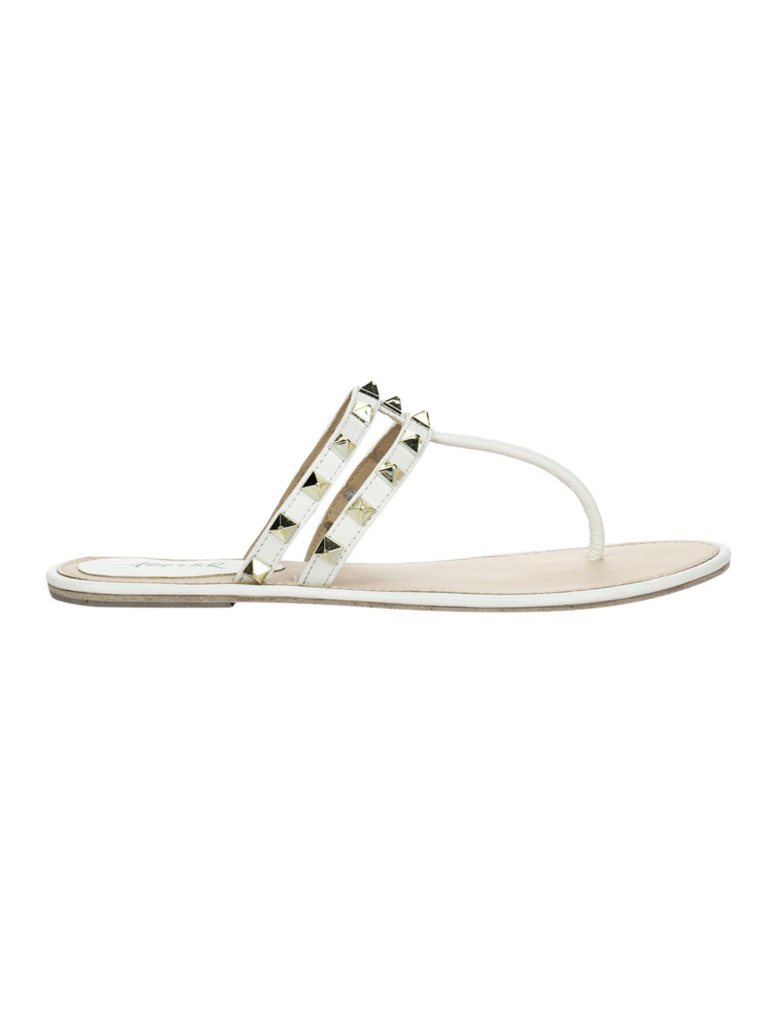 white t-strap sandals - 15881117 - Standard Image - 1