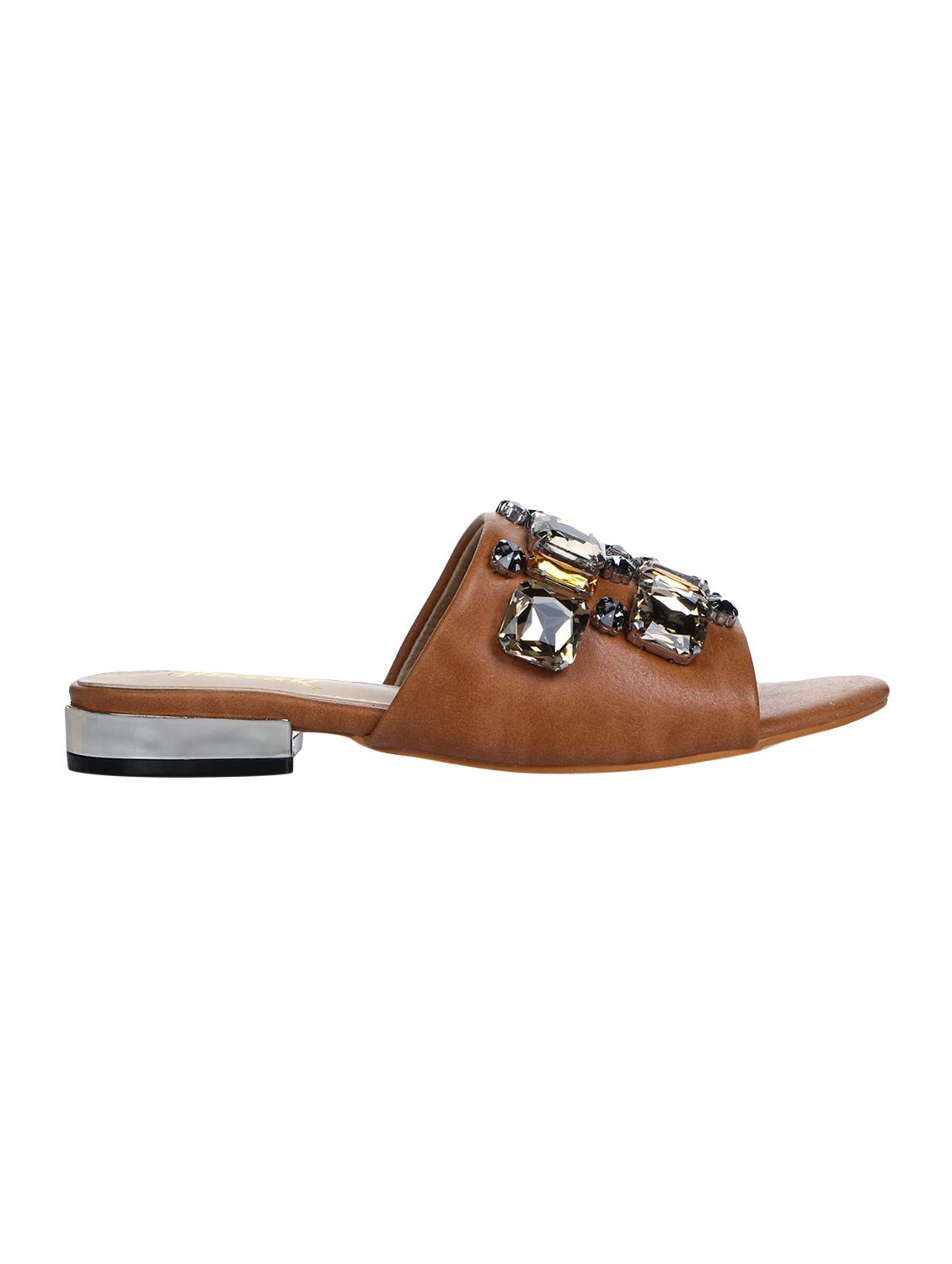 tan slip on sandals - 15881133 - Standard Image - 1