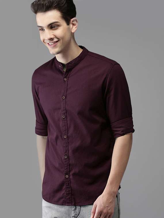 purple solid casual shirt
