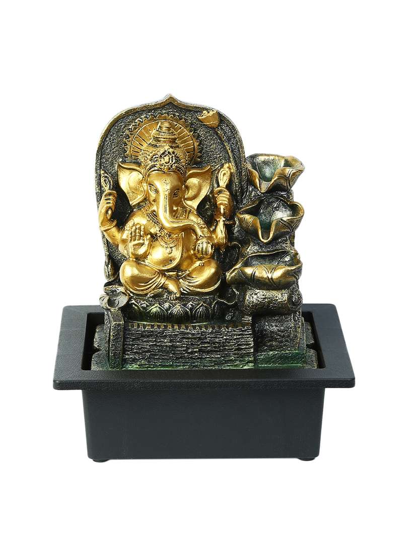 golden ganesh hand sculpted indoor water fountain with light - 15881916 -  Standard Image - 1