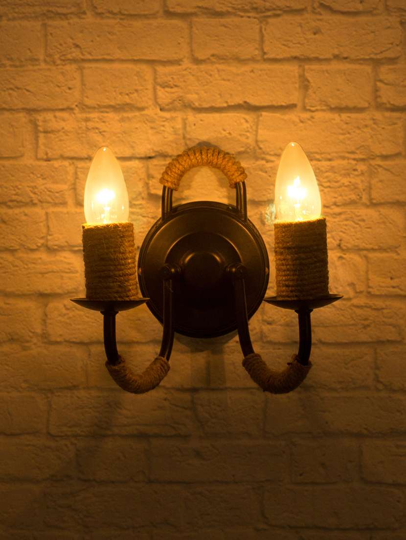 beach house rope candelabra black double wall lamp