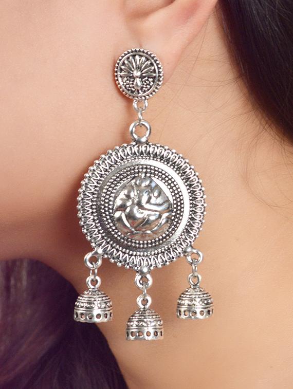 silver plated drop earring - 15883494 - Standard Image - 1