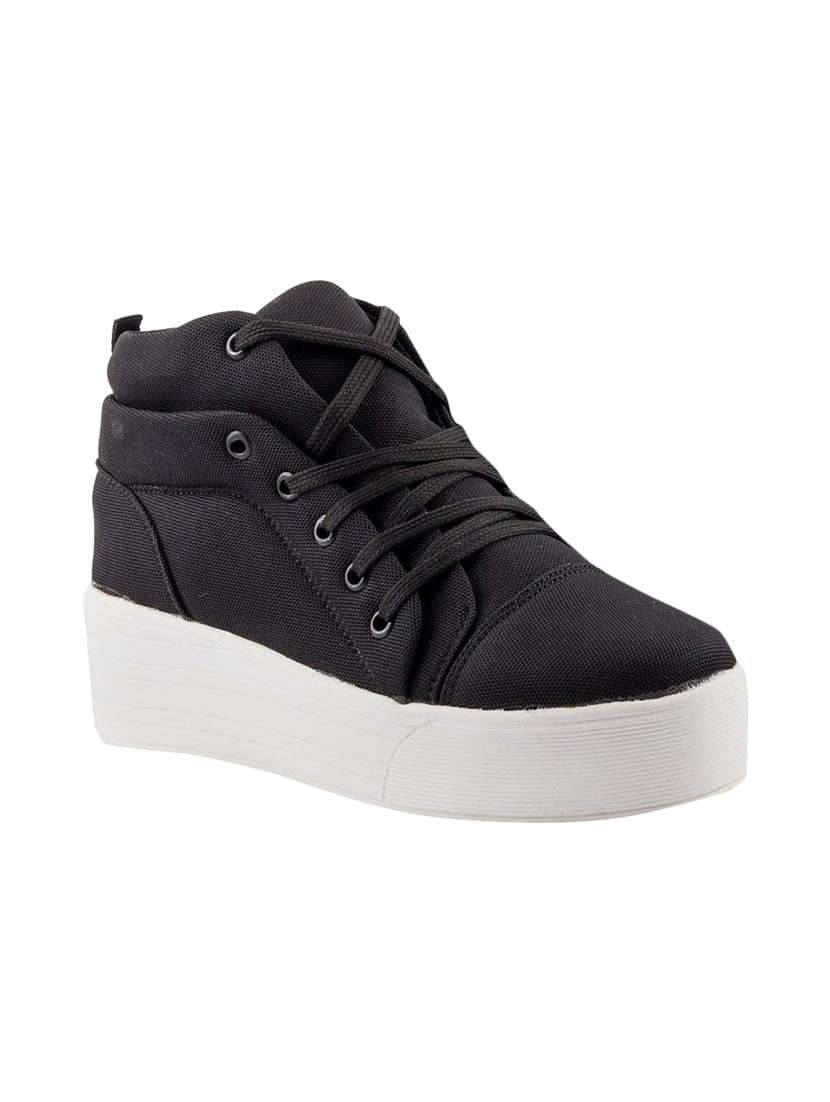 black lace-up sneakers
