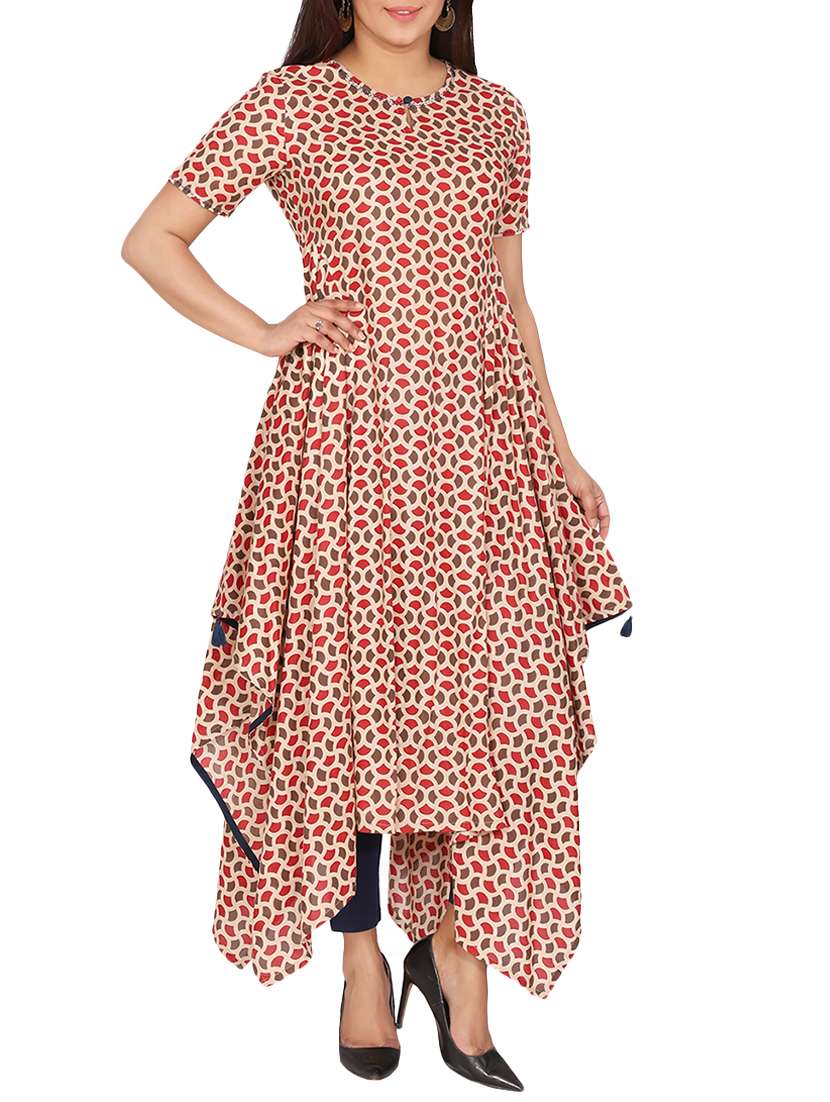 printed asymmetric kurta