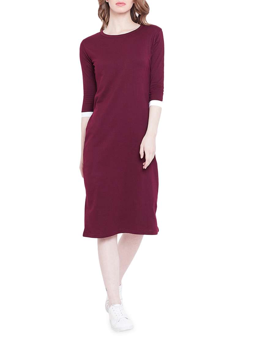 berry purple contrast panel dress
