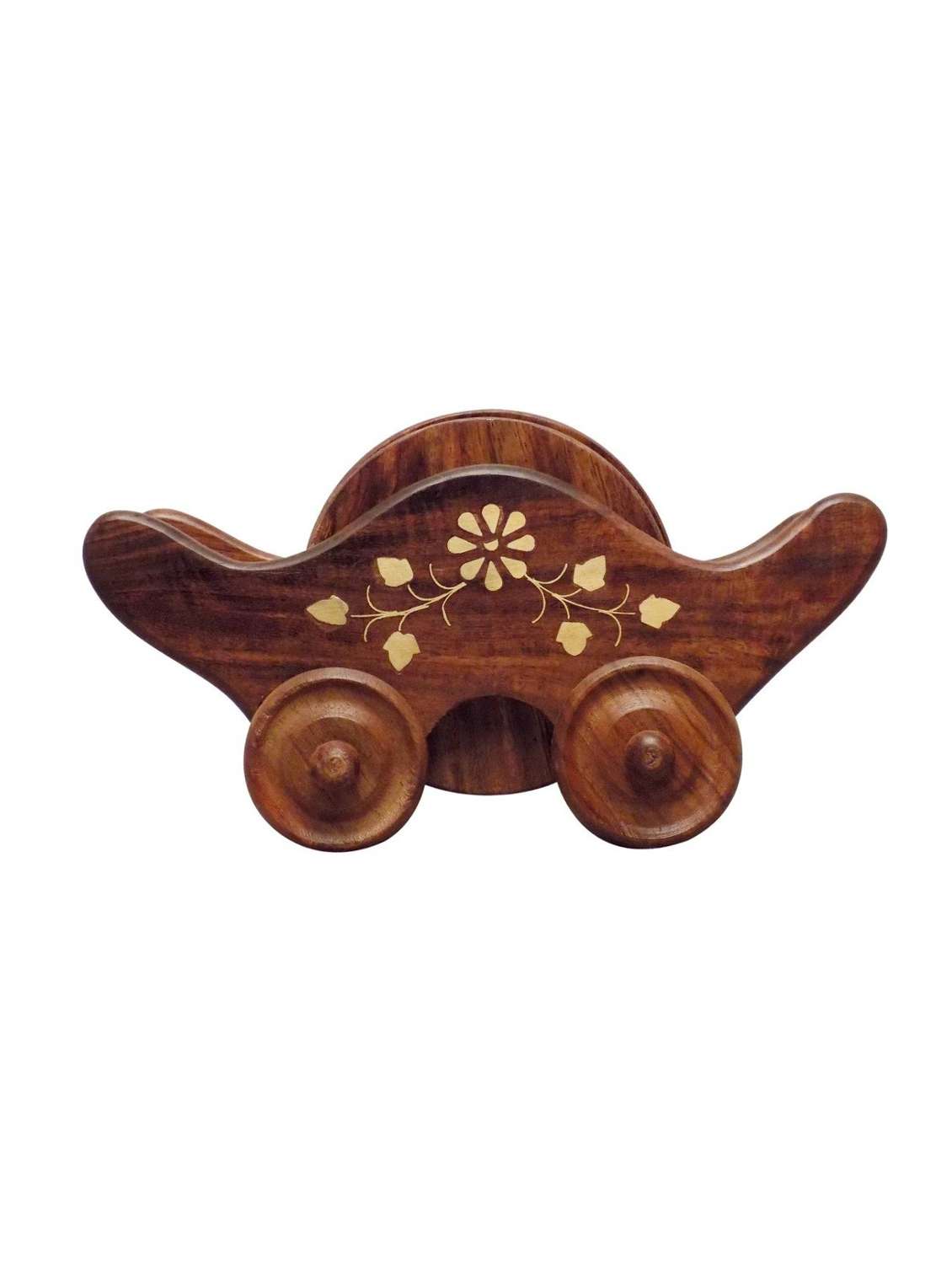 desi karigar wooden trolley shaped hand made tea coaster
