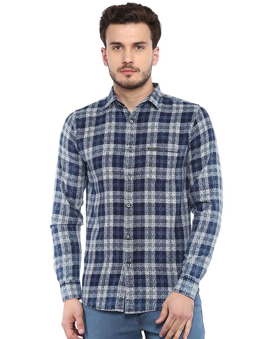 blue checkered casual shirt
