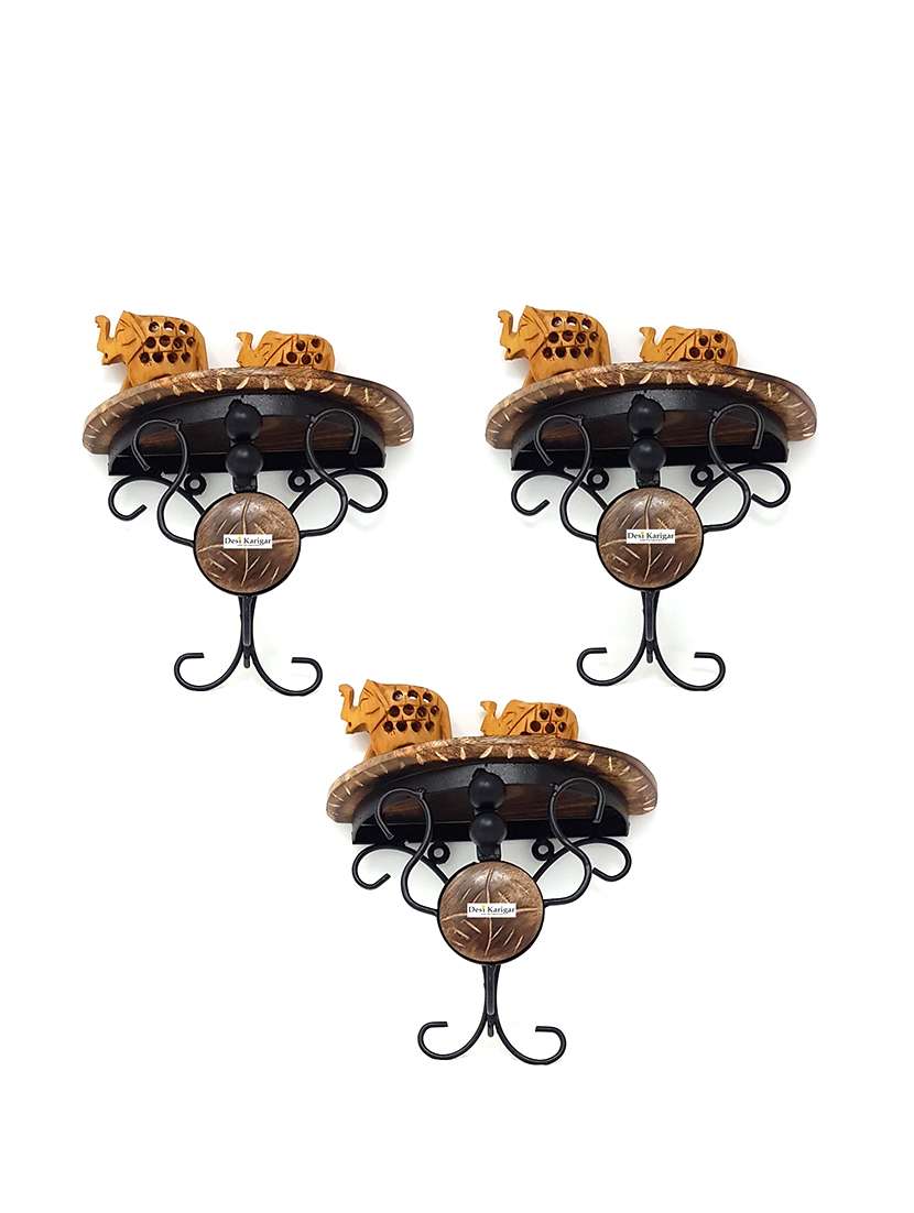 wrought iron handmade wall shelves pack of 3