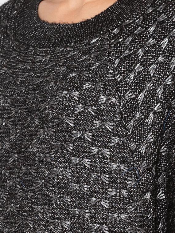 ribbed edge round neck pullover - 15890359 - Standard Image - 4