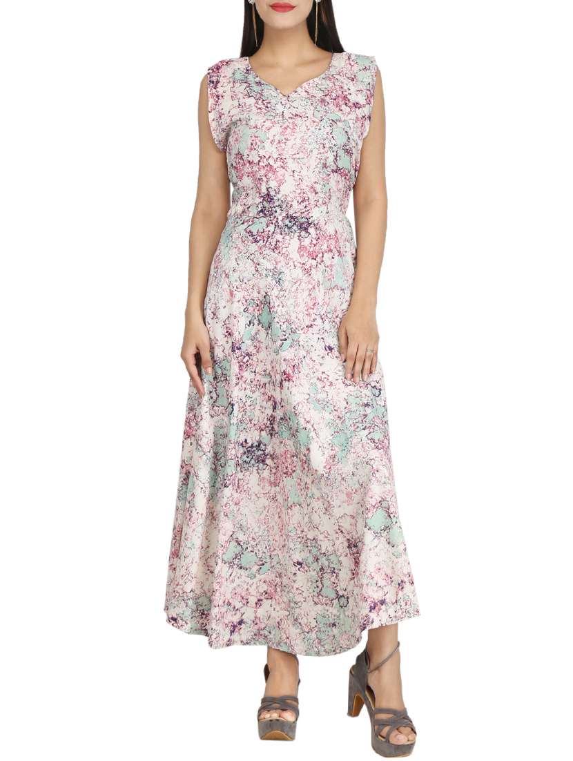 abstract print flared kurta